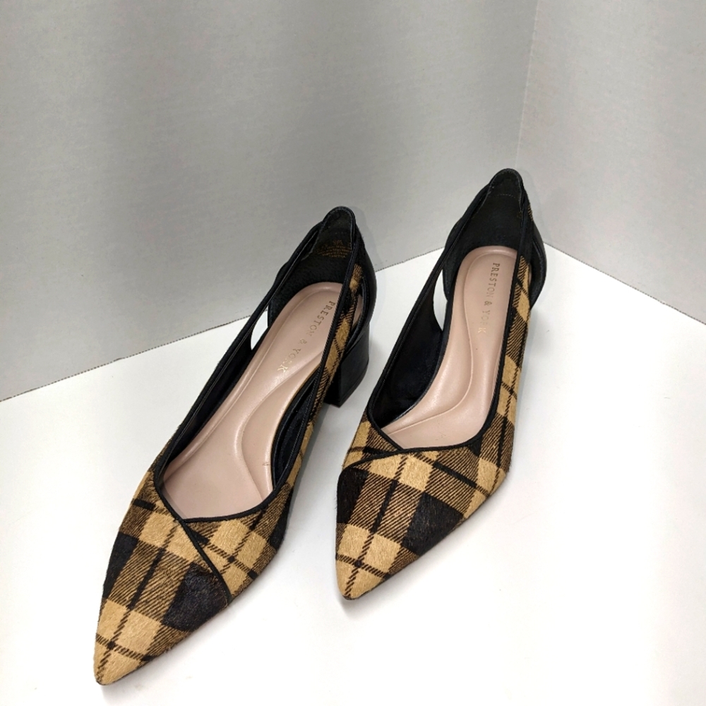 Preston & York Tabitha cowhide plaid heels